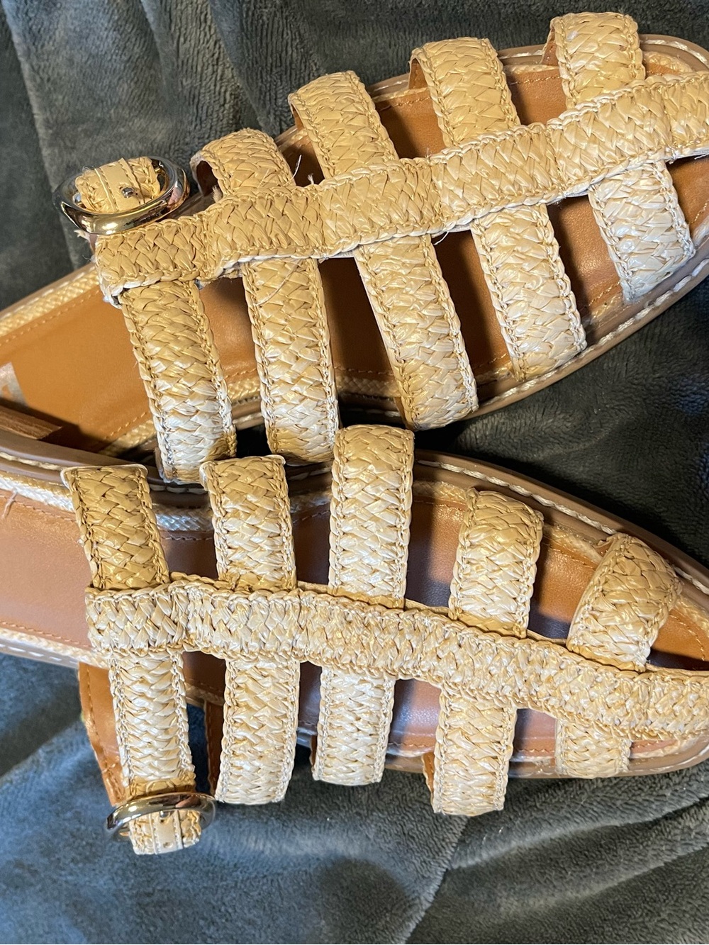 DV By Dolce Vita Falcon Falcun Raffia Buckle Mules Slip On Sandals Size 9 - Picture 5 of 6